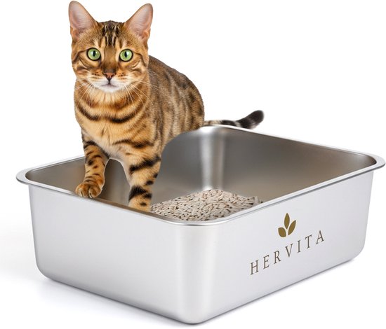 Hervita RVS Kattenbak open, 45 x 35 x 15 cm