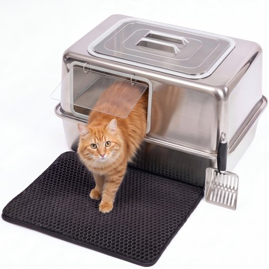 PRIORPET Kattenbak RVS Gesloten 60,5 x 40,5 x 34 cm