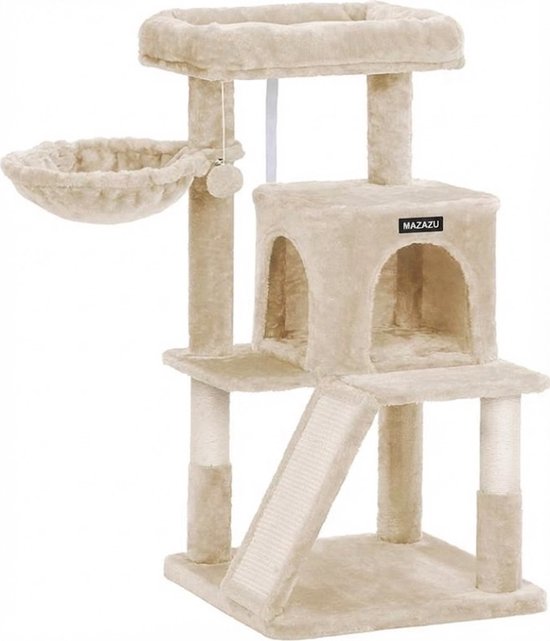 MAZAZU Krabpaal voor katten - 48x48x96 cm Beige